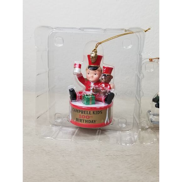 Campbell Christmas Figurine Tree Ornament 1996  1997 100th Birthday New x2 Vtg - Picture 2 of 12